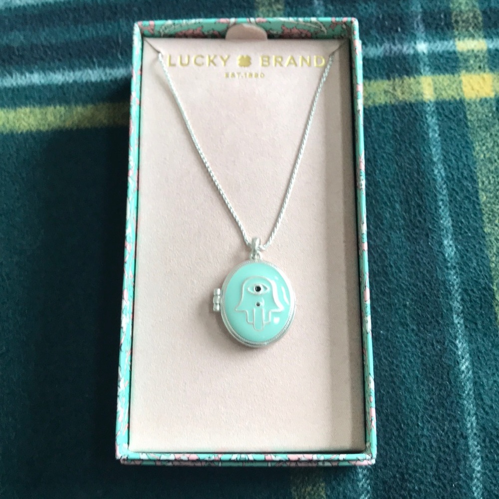 Lucky brand locket necklace with solver chain
